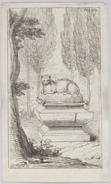 Cat atop a tomb, 1714-52., 1714-52. Creator: Charles-Antoine Coypel.