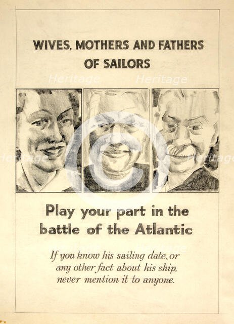 'Wives, mothers and fathers of sailors. Play your part...', WWII poster, between 1939 and 1946. Creators: Central Office of Information, Unknown.