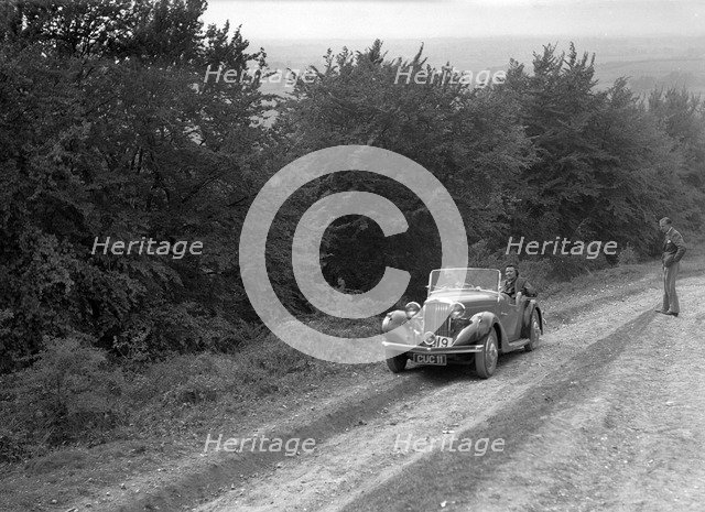 1936 Talbot 10 1185 cc competing in a Talbot CC trial. Artist: Bill Brunell.