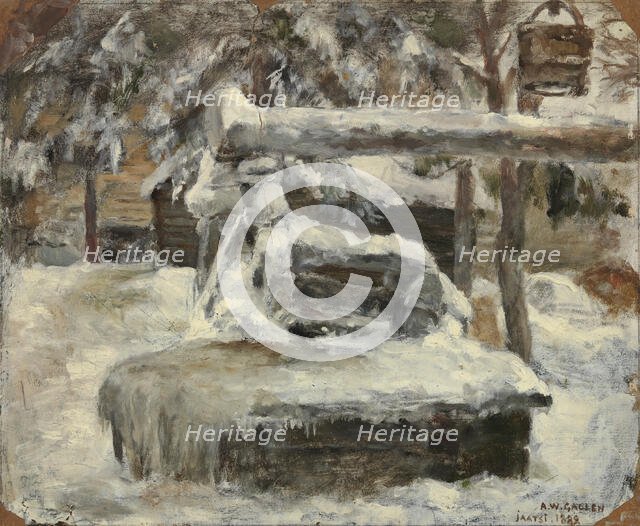 Snowy courtyard, 1882. Creator: Akseli Gallen-Kallela.