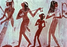 Dancers and musicians, fresco in the chapel of Djeser - Kare - Somb.