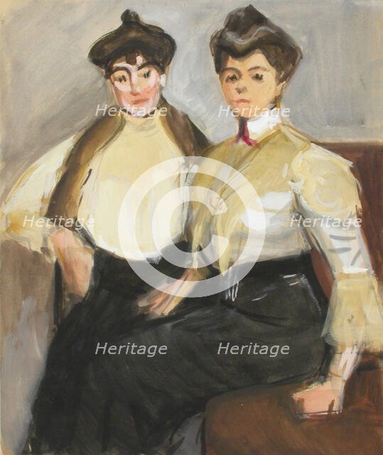 Two women, sketch, c1910s. Creator: Verner Thome.