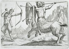 A Centaur Attacking a Satyr, 1610. Creator: Hendrick Hondius I.