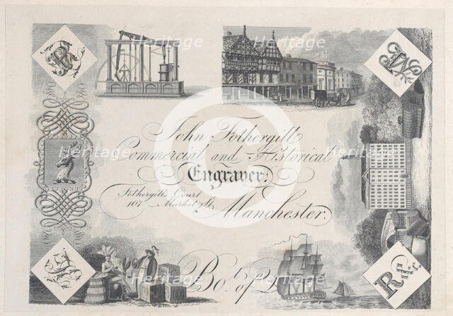 Trade Card for John Fothergill, Commercial and Historical Engraver, 19th century., 19th century. Creator: Anon.