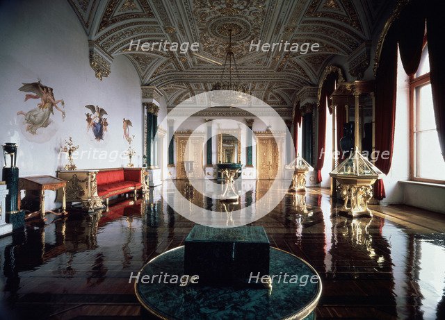 'The Malachite Hall of the Winter Palace', 1837-1839.  Artist: Andrei Ivanovich Stakenschneider