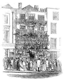 Poulterer's shop, Holborn-Hill, 1845. Creator: W. J. Linton.