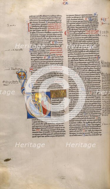 Initial D: A Bishop Enthroned Speaking to a Man; Decretum about 1170-1180. Creator: Unknown.