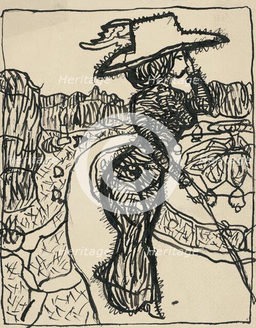 Caricature of a lady, 1908-1912. Creator: Konstantín Kövári-Kacmarik.