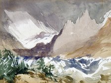 'Swiss Mountain Landscape', 19th century. Artist: John Ruskin