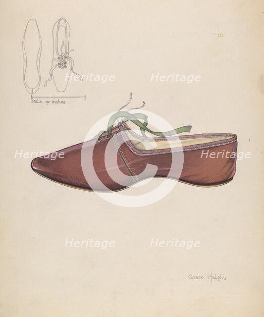 Woman's Slipper, c. 1937. Creator: Grace Halpin.