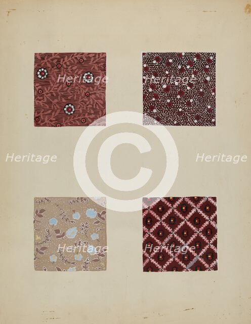 Materials from Patchwork Quilt, c. 1936. Creator: Katherine Hastings.