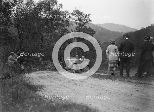 Jowett open 2-seater of M Johnstone competing in the Scottish Light Car Trial, 1922. Artist: Bill Brunell.