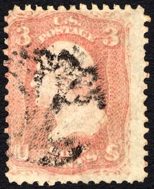 3c Washington with Thomaston, CT Charter Oak single, c. 1861. Creator: Unknown.