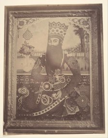 [Fath-Ali Shah, Painting that Once Belonged to Hmah [?] Saula, Uncle of the King.], 1840s-60s. Creator: Possibly by Luigi Pesce.