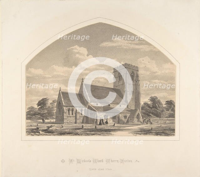 St. Michael's Church, Cherry Burton: North East View, 1845-50. Creator: Horace Jones.