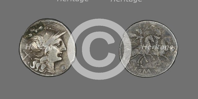 Denarius (Coin) Depicting the Goddess Roma, 189-180 BCE. Creator: Unknown.
