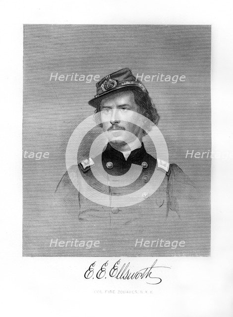 Colonel Ephraim Elmer Ellsworth, American soldier, (1872). Artist: Unknown