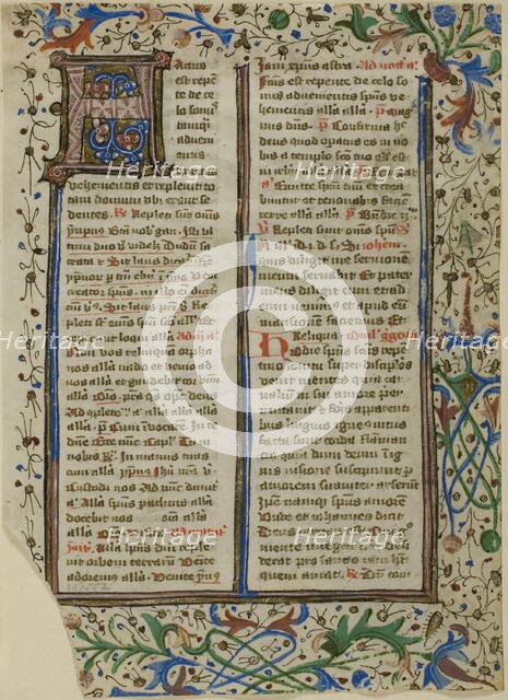 Illuminated Initial "H" from a Psalter or Breviary, c. 1450s. Creator: Unknown.