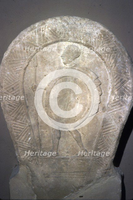 Etruscan Stela, Warrior with Shield and spear c420 BC-300 BC. Artist: Unknown.
