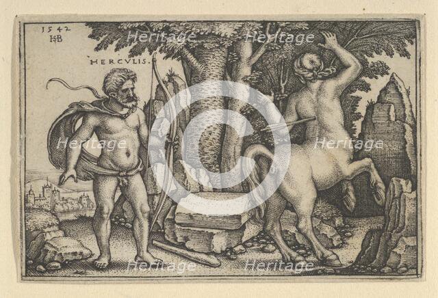 Hercules Killing Nessus, from The Labors of Hercules, 1542. Creator: Sebald Beham.