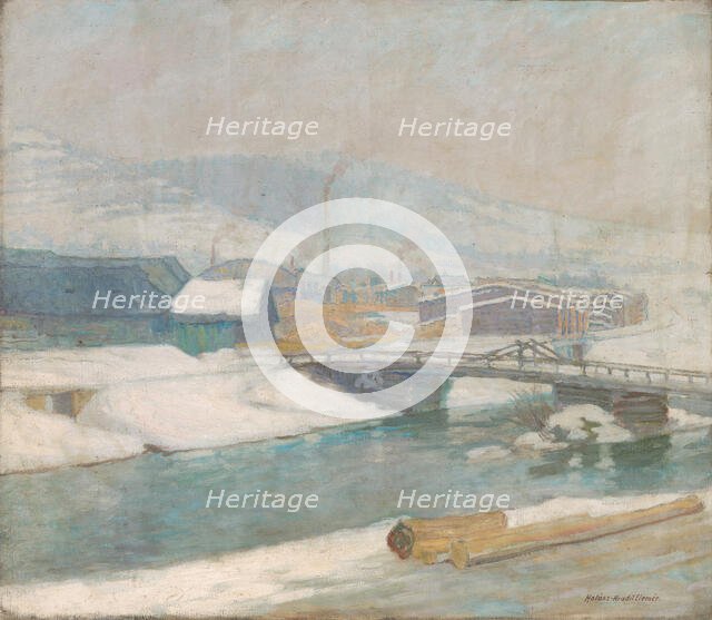 Sawmill at Margecany, 1912. Creator: Elemír Halász-Hradil.