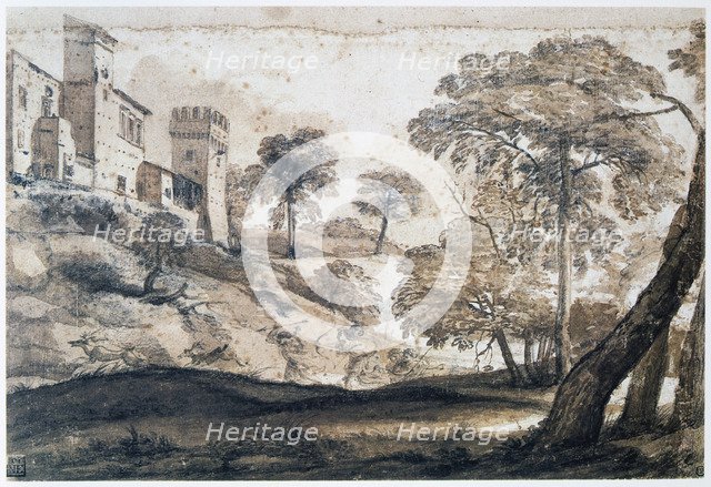 Hunting deer, mid-late 17th century. Artist: Claude Lorrain