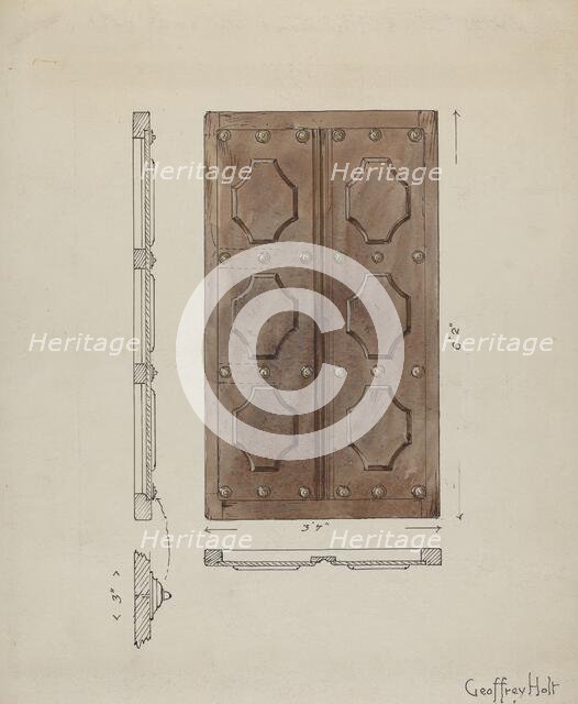 Sacristy Door, c. 1936. Creator: Geoffrey Holt.