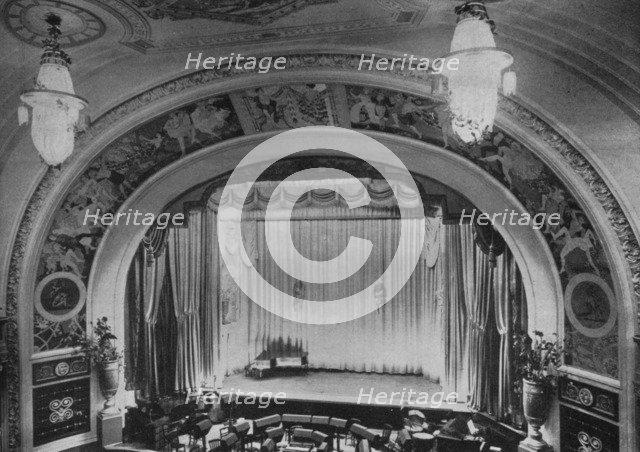 Detail of the proscenium and stage - Regent Theatre, Brighton, Sussex, 1922. Artist: Unknown.