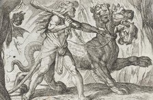 Hercules and Cerberus, 1608. Creators: Antonio Tempesta, Nicolaus van Aelst.