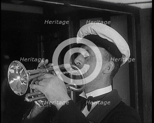 Man Playing a Bugle, 1931. Creator: British Pathe Ltd.