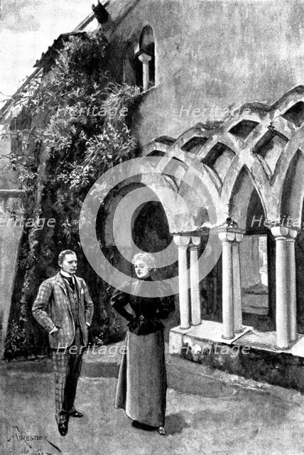 Adam Johnstone's Son: A silence followed...warm blood mantled softly in the girl's fair cheeks, 1895 Creator: George Meisenbach.