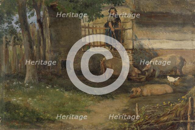 Pigs in a Barnyard, 1860-1891. Creator: Guillaume Anne van der Brugghen.