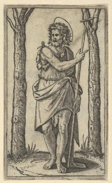 John the Baptist holding a staff, from the series 'Piccoli Santi' (Small Saints),..., ca. 1500-1527. Creator: Marcantonio Raimondi.