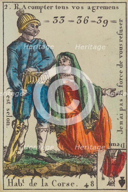 Hab.t de la Corse from Playing Cards (for Quartets) 'Costumes des Peuples Étrangers',..., 1700-1799. Creator: Anon.