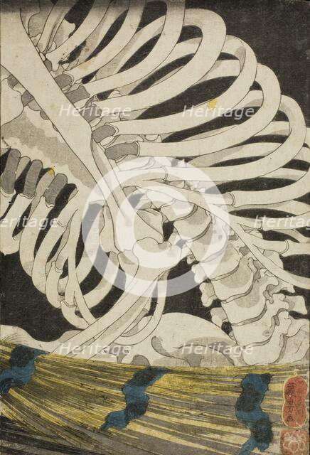 Mitsukuni and the Skeleton Specter (image 3 of 3), mid 1840s. Creator: Utagawa Kuniyoshi.