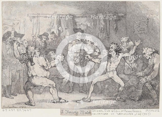 A Fencing Match, December 29, 1788., December 29, 1788. Creator: Thomas Rowlandson.