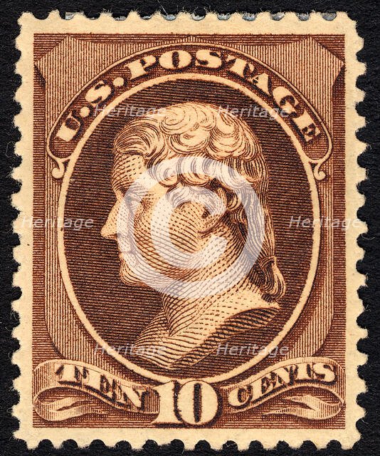 10c Thomas Jefferson single, 1882. Creator: Unknown.