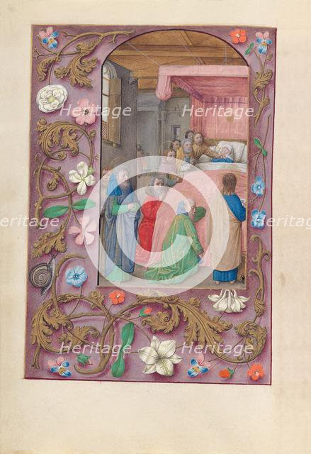 Hours of Queen Isabella the Catholic, Queen of Spain: Fol. 154v, Death of the Virgin, c. 1500. Creator: Master of the First Prayerbook of Maximillian (Flemish, c. 1444-1519); Associates, and.