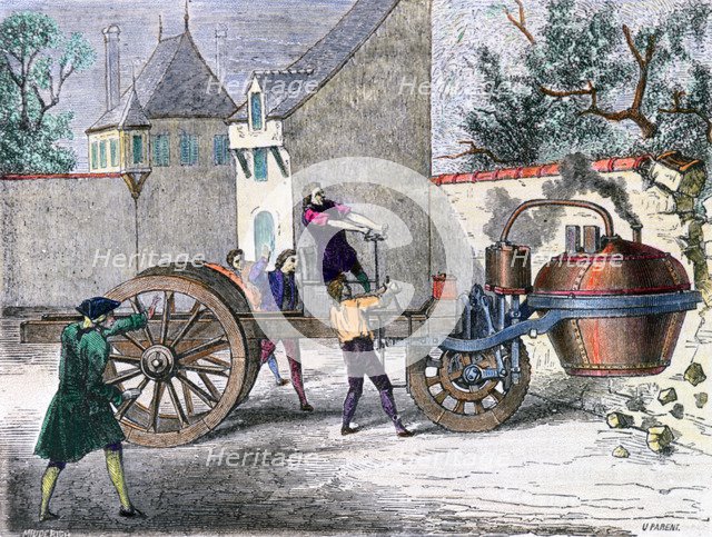 Cugnot's Steam Wagon, 19th century. Artist: Unknown