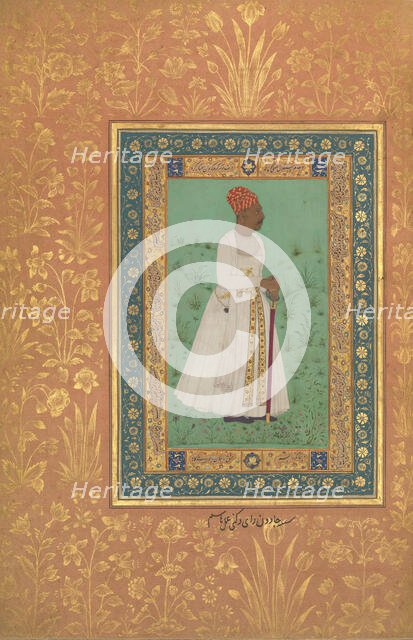 Portrait of Jadun Rai Deccani, Folio from the Shah Jahan Album, recto: ca. 1622; verso: ca. 1530-50. Creators: Hashim, Mir 'Ali Haravi.