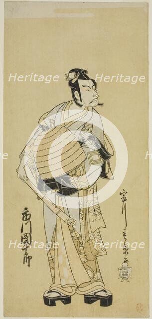 The Actor Ichikawa Danjuro V as Soga no Goro Disguised as a Komuso in the Play..., c. 1771. Creator: Shunsho.