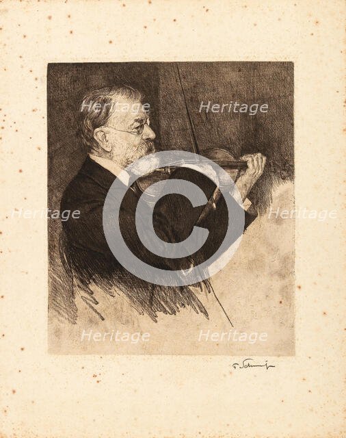 Joseph Joachim, Playing the Violin, 1917. Creator: Schmutzer, Ferdinand (1870-1928).