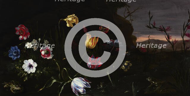 Flowers by a Pond with Frogs, 1670-1679. Creator: Giuseppe Recco.