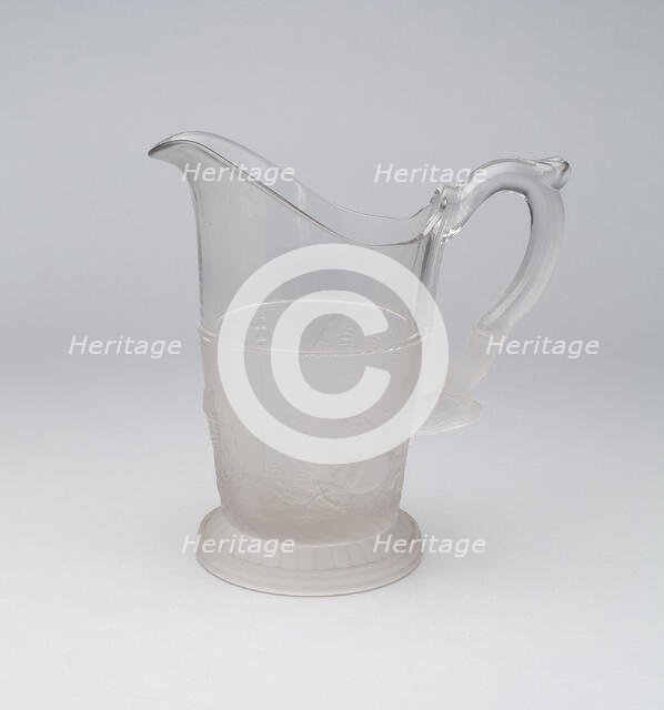 Westward Ho!/Pioneer pattern pitcher, c. 1876. Creator: Gillinder & Sons.