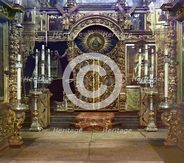 Iconostasis in the summer Fedorovskaya Church of the Mother of God, Yaroslavl, 1911. Creator: Sergey Mikhaylovich Prokudin-Gorsky.