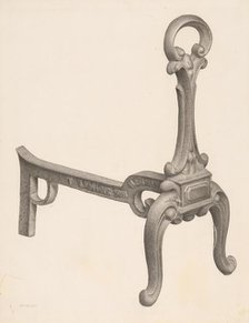 Andiron (one of pair), c. 1940. Creator: Milton Grubstein.