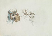 Two Costume Sketches, ca. 1785-90. Creator: Anon.