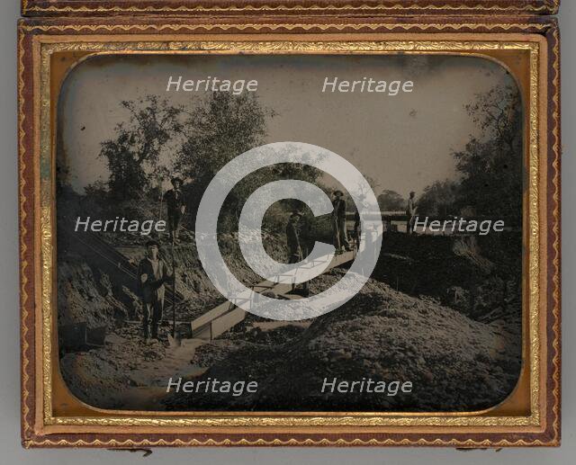 Untitled (Gold Mining Scene with Six Miners), 1854. Creator: Unknown.