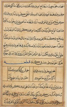 Page from Tales of a Parrot (Tuti-nama): text page, c. 1560. Creator: Unknown.