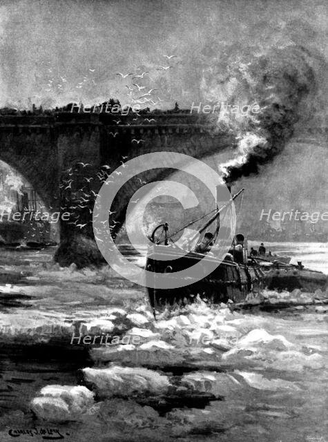 The Frozen Thames: a study at London Bridge, looking east, 1895. Creator: George Meisenbach.